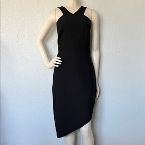 Bisou Bisou Stretch Cocktail Party Little Black Dress Sz 12 Sparkle Gold Zip